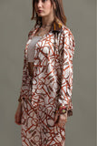 Printed Satin White and Red Co-ord Set