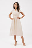 Elasticated Formal Linen Dress with Pockets