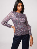 Grey puff sleeve top for Women's Officwear