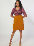 Officewear Knee Length Mustard petal skirt