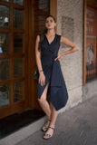 Biofused Royal Blue Slit Flow Dress