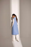 White and Blue Women's Winter Workwear Coat Co-ord Set