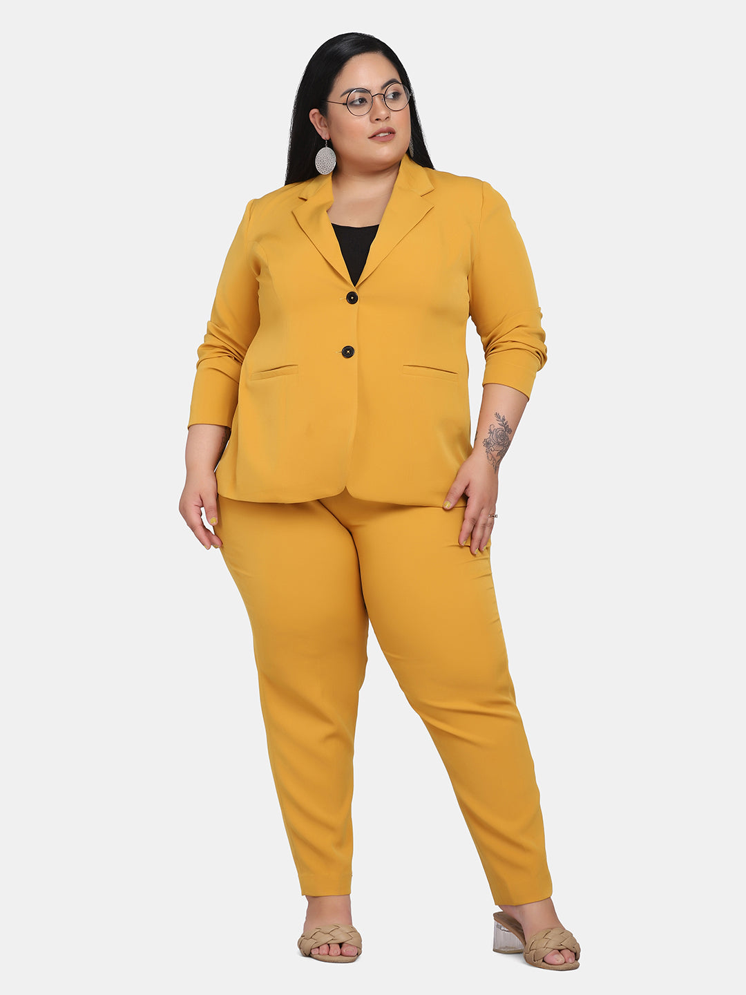 Women's Formal Pant Suit For Work- Mustard Yellow – The Ambition