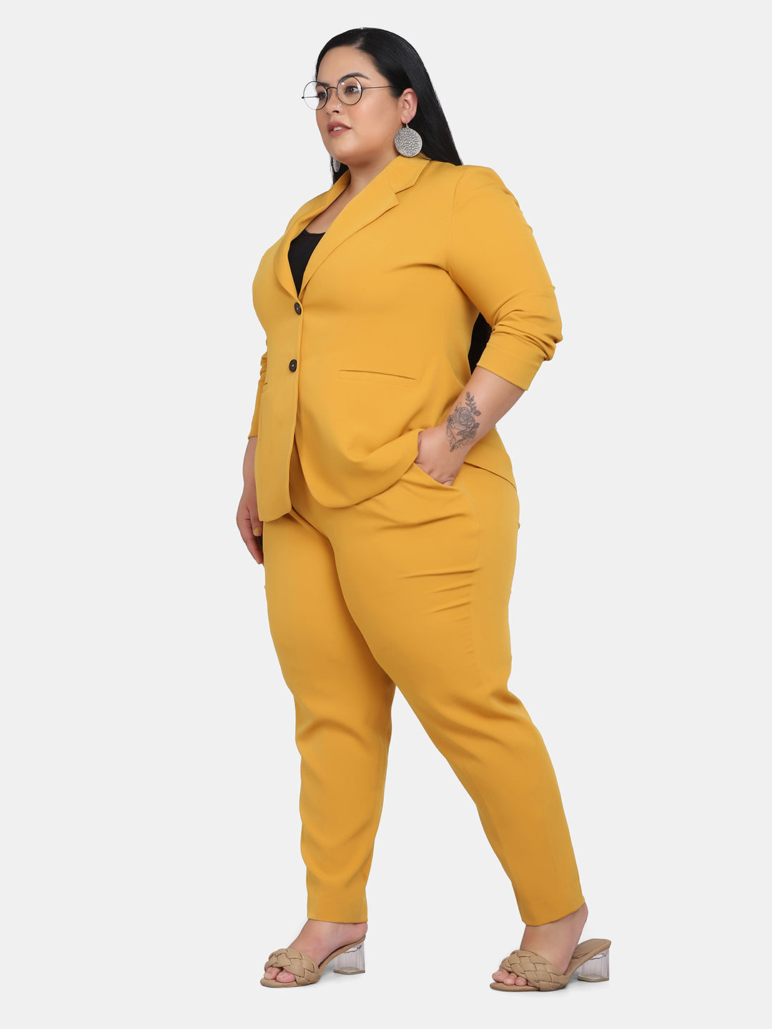 Women's Formal Pant Suit For Work- Mustard Yellow – The Ambition Collective