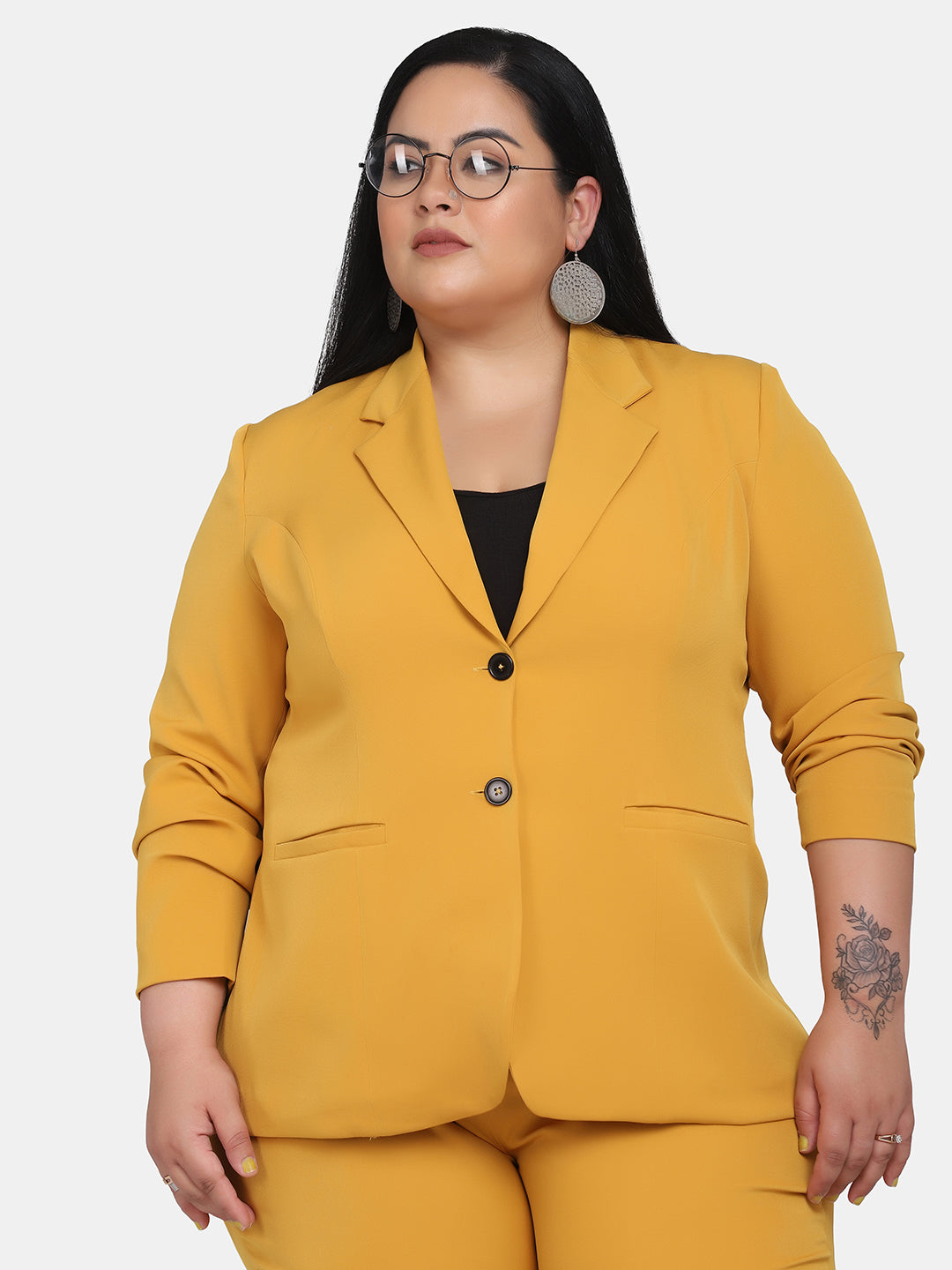 Women’s Formal Pant Suit For Work- Mustard Yellow