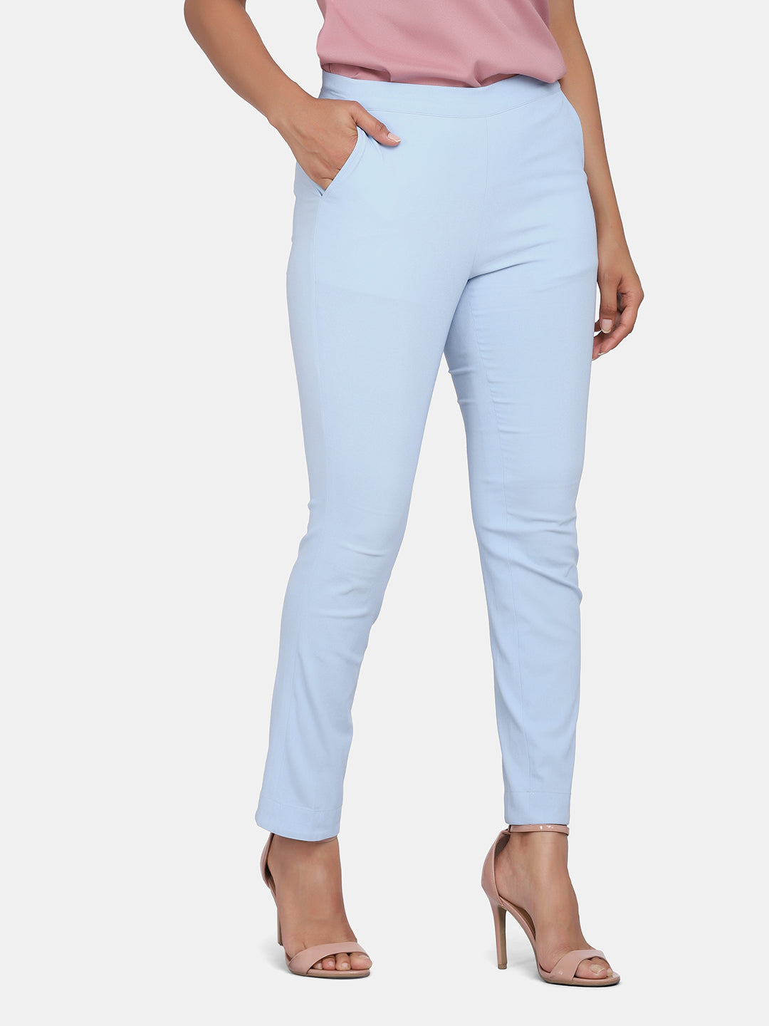 Women’s Slim Fit Trousers Sky Blue - Main Image