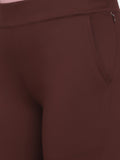Slim-Fit Stretch Trousers For Women- Chocolate Brown