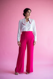 White and Hot Pink stylish office party co-ord set.