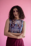 Abstract Organza Top With Asymmetric Pants