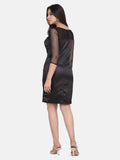 Elegant Women's Satin Party Dress - Black