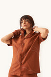 Women's Everyday Brown Comfortable Cotton Shirt