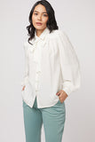 Business formal Cream Blouson Sleeve Bowtie Shirt