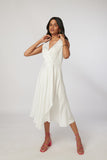 Sleeveless White Flare Dress for Women