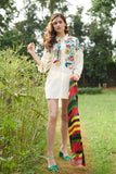 Women's Office wear Multicolor Embroidered Shirt Dress