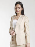 PowerSutra Women's Formal Poly Cotton Skirt Suit - Beige