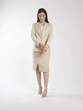 PowerSutra Women's Formal Poly Cotton Skirt Suit - Beige