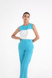 White And Blue Two-Toned Co-ord Set for workwear