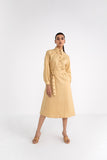 Tan Brown Belted Cotton Midi Dress