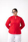 Red Flowing Neck-Tie Blouse for officewear