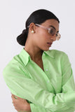 Lime Green Oversized Cotton Shirt for women