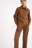 Coffee Brown Elasticated Straight Trousers