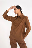 Officewear Brown Long-Collared Polo Shirt