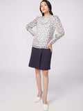 Floral Off white puff sleeve top for Women's Workwear