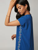 Elegant Women's Blue Flare Embroidered Dress