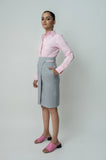 Grey Women's workwear Cut-out Wrap Skirt