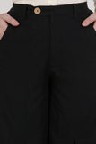 Breathable Black Cotton Ankle Length Pants