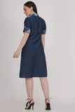 Blue Knee Length Comfortable Formal Shirt Dress