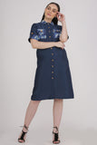 Blue Knee Length Comfortable Formal Shirt Dress