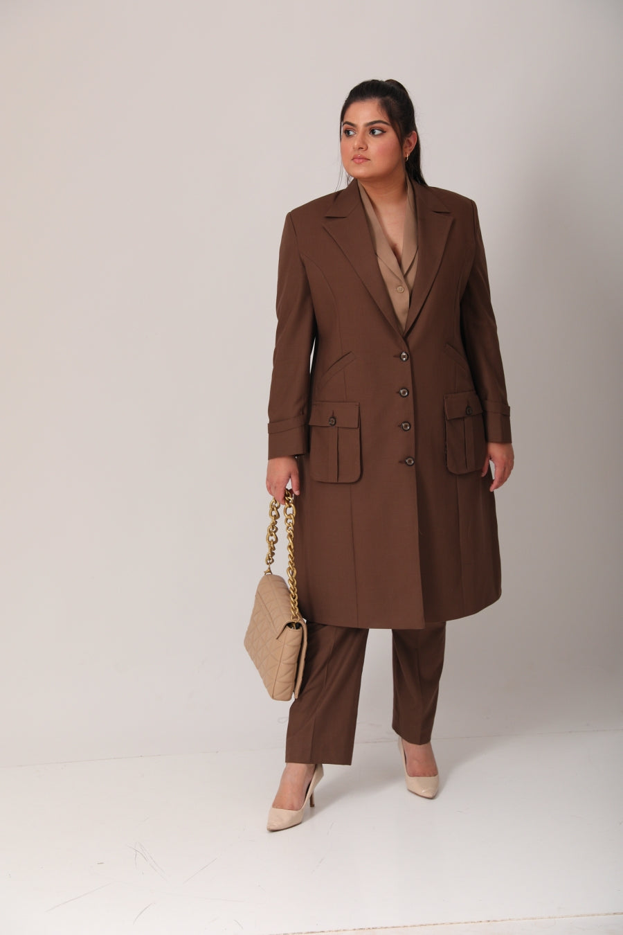Business Formal Ladies Brown Three Piece Suit – The Ambition