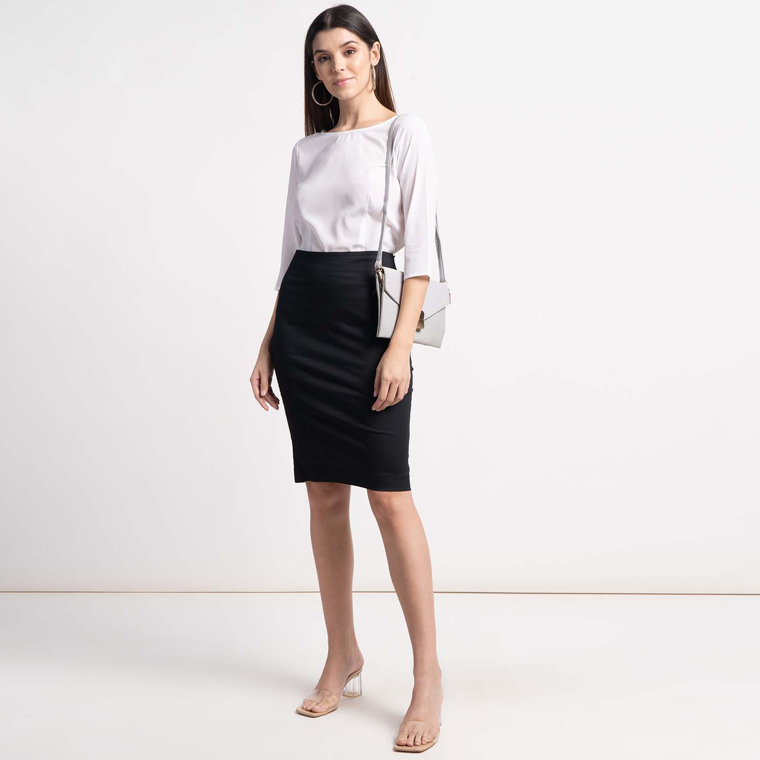 Stuck On You Cotton  Modal Pencil Skirt  Grey  Pencil skirt outfits Pencil  skirt Pencil skirt casual