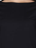 Black Cotton Stretch Knee Length Sheath Dress