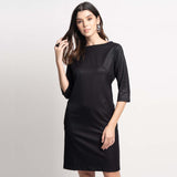 Classic Women's Black Poly Cotton Sheath Dress