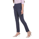Women's Plus size Office Blue Cotton Pants