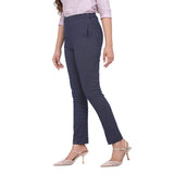 Women's Plus size Office Blue Cotton Pants