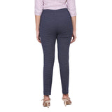 Women's Plus size Office Blue Cotton Pants