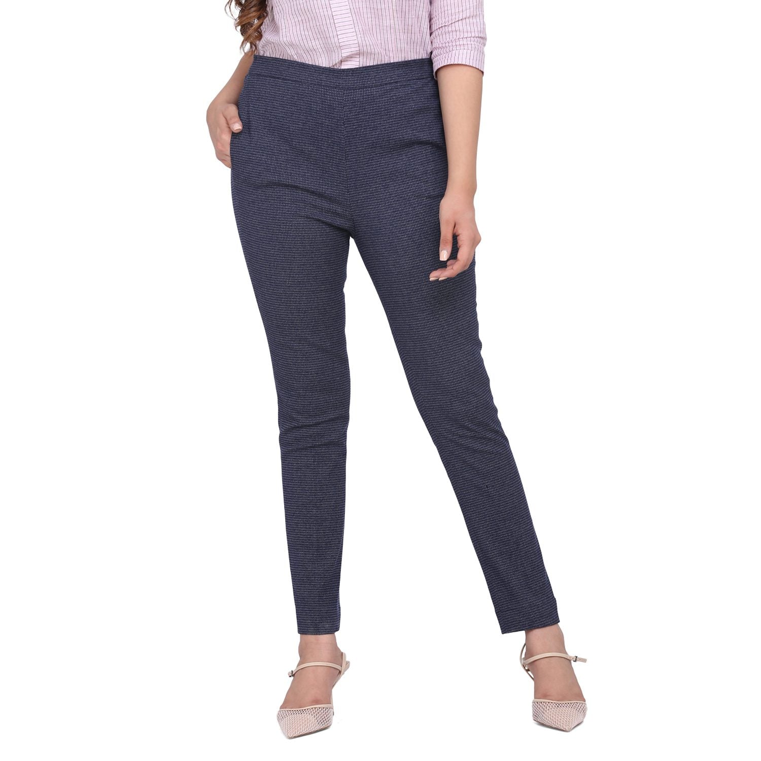 Women's Plus size Office Blue Cotton Pants – The Ambition Collective