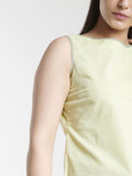 Boat Neck Cotton Linen Apple Green Top 