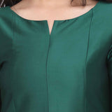 Bottle Green Taffeta Silk A line Party Dress 
