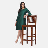 Bottle Green Taffeta Silk A line Party Dress 