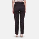 Regular Fit Ladies Brown Poly Cotton Trouser