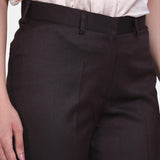 Regular Fit Ladies Brown Poly Cotton Trouser