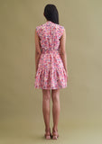 Pink Floral Women's mini dress with detachable belt