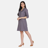 Fossil Grey Cotton Shirt knee length Women's Dress