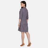 Fossil Grey Cotton Shirt knee length Women's Dress