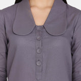 Fossil Grey Cotton Shirt knee length Women's Dress
