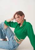 Wrap Crop Shirt for Women- 100% Cotton